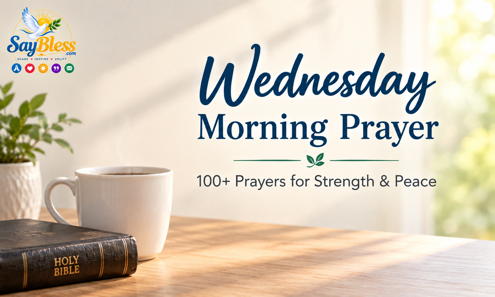 Wednesday morning prayer with a Bible, coffee mug, and warm natural light